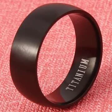 GUAngqi Titanium Wedding Ring Black Band for Men & Women