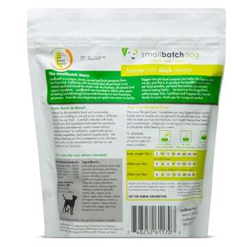 Smallbatch Pets Freeze-Dried Premium Raw Food Diet for Dogs, Duck Recipe, 14 oz, Made in The USA, Or...