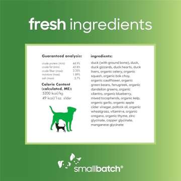 Smallbatch Pets Freeze-Dried Premium Raw Food Diet for Dogs, Duck Recipe, 14 oz, Made in The USA, Organic Produce, Humanely Raised Meat, Hydrate and Serve Patties, Single Source Protein, Healthy