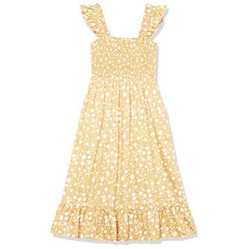 The Drop Women's Kimi Ruffled Shoulder Smocked Midi Dress, Ginger Floral, S