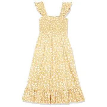 The Drop Women's Kimi Ruffled Shoulder Smocked Midi Dress, Ginger Floral, S