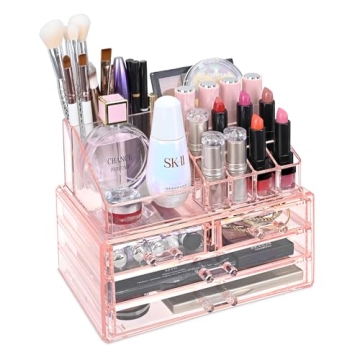 Ikee Design Pink Jewelry & Cosmetic Storage Display Boxes Two Pieces Set, Organizer Makeup Holder, f...