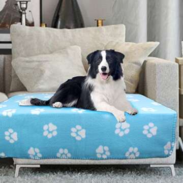 AK KYC 6 Pack Mixed Puppy Blanket Cushion Dog Cat Fleece Blankets Pet Sleep Mat Pad Bed Cover with Paw Print Kitten Soft Warm Blanket for Animals…