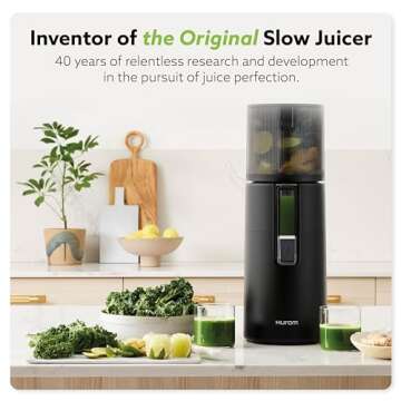 Hurom H400 Easy Clean Slow Juicer, Matte Black | Hands Free | Hopper Fits Whole Produce | Quiet Moto...