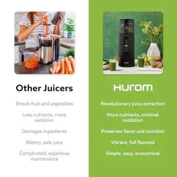 Hurom H400 Easy Clean Slow Juicer, Matte Black | Hands Free | Hopper Fits Whole Produce | Quiet Motor | Scrub Free Cleaning | BPA Free | Easy Assembly | Healthy Living | Cold Press Masticating Juicer