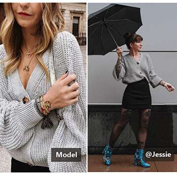 Byinns Women Bat Sleeve Oversized Furry Cardigan With Pockets