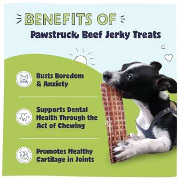 Pawstruck Premium Beef Jerky Dog Treat Chews, Medium 4"-6" Strips – Supports Hip & Joint Health, Rich in Glucosamine & Chondroitin, No Added Preservatives – 25 Count