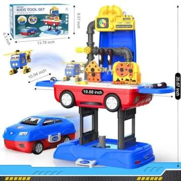 FunMission Kids Tool Set, Work Tool Bench with 69 Realistic Toy Tools and Accessories, Transformable...