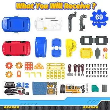 FunMission Kids Tool Set, Work Tool Bench with 69 Realistic Toy Tools and Accessories, Transformable Tool Set, Toddler Bench Pretend Play Learning and Tool Set for Toddlers Boys & Girls Age 3+