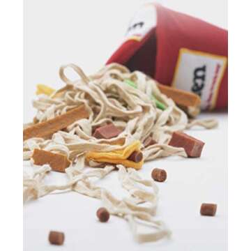 ChoChoCho Dog Toy Ramen Noodle Cup Dog Toy for Treat Dispensing and Nose Work, Interactive Dispensing Toys, Plush Food Hide and Sniff Toy for Small and Medium Breed Dogs and Puppies