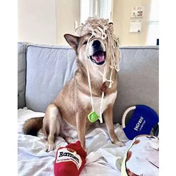 ChoChoCho Dog Toy Ramen Noodle Cup Dog Toy for Treat Dispensing and Nose Work, Interactive Dispensing Toys, Plush Food Hide and Sniff Toy for Small and Medium Breed Dogs and Puppies