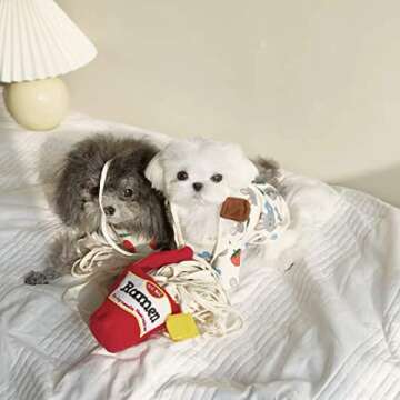 ChoChoCho Dog Toy Ramen Noodle Cup Dog Toy for Treat Dispensing and Nose Work, Interactive Dispensing Toys, Plush Food Hide and Sniff Toy for Small and Medium Breed Dogs and Puppies