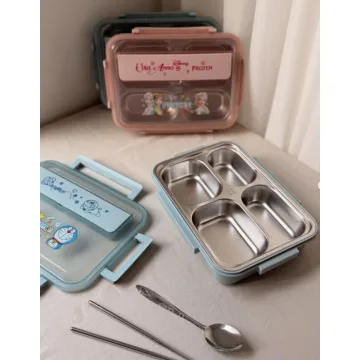 ظرف غذا/لانچ‌باکس استیل 304 ضدنشت با قاشق‌چنگال