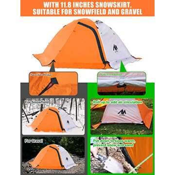 AYAMAYA Waterproof 4 Season 2 Person Backpacking Tent