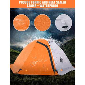 AYAMAYA Waterproof 4 Season 2 Person Backpacking Tent