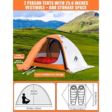 AYAMAYA Waterproof 4 Season 2 Person Backpacking Tent
