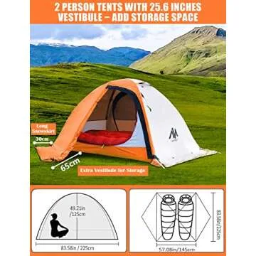 AYAMAYA Waterproof 4 Season 2 Person Backpacking Tent