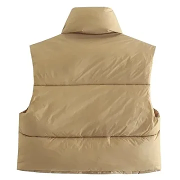 KEOMUD Women's Winter Crop Vest Lightweight Padded Gilet