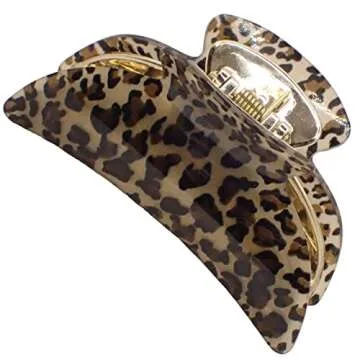 Topkids Gold Leopard Print 9cm Hair Clamp for Women & Girls