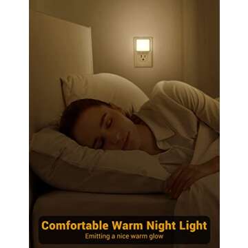JandCase Night Lights Plug into Wall 2 Pack, Plug in Night Light with Dusk-to-Dawn Light Sensor, 3000K Soft White 0.3W, LED Nightlight for Bathroom, Adult, Hallway