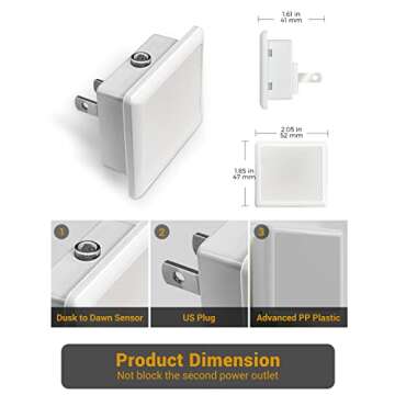 JandCase Night Lights Plug into Wall 2 Pack, Plug in Night Light with Dusk-to-Dawn Light Sensor, 3000K Soft White 0.3W, LED Nightlight for Bathroom, Adult, Hallway