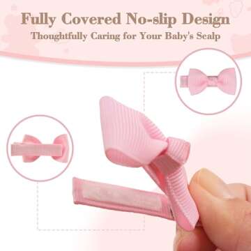 Ruyaa 50 Pieces 25 Colors Fully Lined No Slip Hair Clips, Barrettes, Hair Accessories for Girls, Toddlers, Infants (Candy Colors 50pcs)