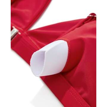 SUUKSESS Women High Waisted High Cut Bikini Sets Sexy Triangle Two Piece Swimsuits Push Up Bathing Suits (Red, L)