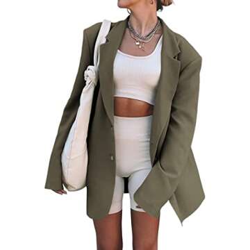 Grlasen Women Casual Elegant Long Sleeve Oversized Lapel Blazers Open Front Solid Work Office Jacket...