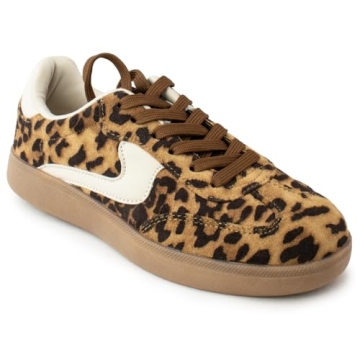 RF ROOM OF FASHION Women's Trendy Comfortable Low Top Retro Fashion Sneakers Flats (Leopard, Size 7)