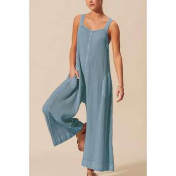 Ladyful Women's Summer Wide Leg Jumpsuit for Casual Wear