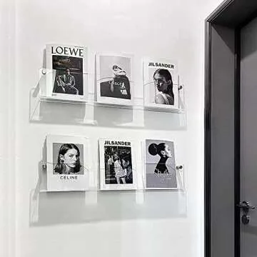 DuvinDD 2 Pack Acrylic Magazine Holder Rack Brochure Holder Wall Mount 24 inch Clear Hanging Magazine Rack Floating Bookshelf for Literature Pamphlet Organizer for Room Office, with Mounting Kit