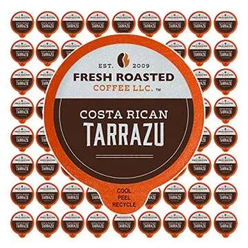 Fresh Roasted Coffee, Costa Rica Tarrazu, Medium Roast, 72 Pods for K Cup Brewers