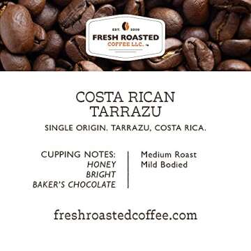 Fresh Roasted Coffee, Costa Rica Tarrazu, Medium Roast, 72 Pods for K Cup Brewers