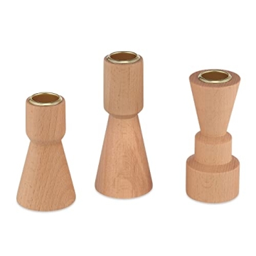 LampLust Wood Candle Holders - Elegant Home Decor Set