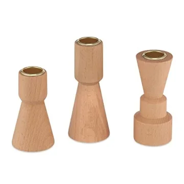LampLust Wood Candle Holders - Elegant Home Decor Set