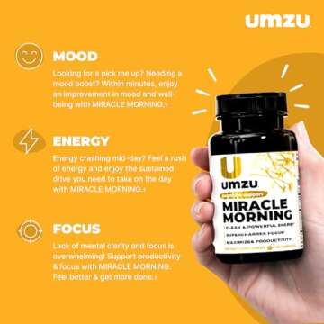 UMZU Miracle Morning Energy Supplement | 150mg Caffeine for Focus, Mood & Energy