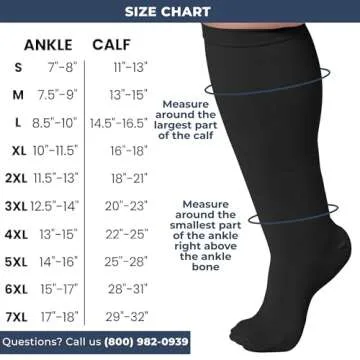 Mojo Compression Socks for Women and Men 20-30mmHg Plus Size - Extra Wide Calf Men and Womens Compression Stockings for Travel, Airplane, Flight - Black, 6X-Large - AB201