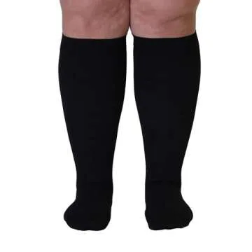 Mojo Compression Socks for Women and Men 20-30mmHg Plus Size - Extra Wide Calf Men and Womens Compression Stockings for Travel, Airplane, Flight - Black, 6X-Large - AB201