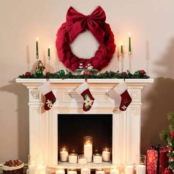 Barydat Christmas Velvet Wreath 14" Wreaths for Front Door Velvet Christmas Wreath Ornament with Bow for Party Table Fireplaces Porch Walls New Years Home Decor