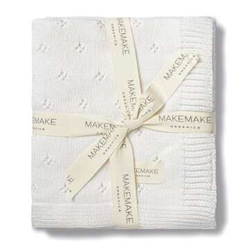 Makemake Organics Organic Baby Blanket GOTS Certified Organic Cotton Baby Blanket Newborn Pointelle ...