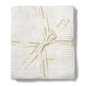 Makemake Organics Organic Baby Blanket GOTS Certified Organic Cotton Baby Blanket Newborn Pointelle ...