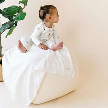 Makemake Organics Organic Baby Blanket GOTS Certified Organic Cotton Baby Blanket Newborn Pointelle Knit Blanket Breathable Unisex Boy Girl Neutral Earthy Blanket (30x40, Ivory)