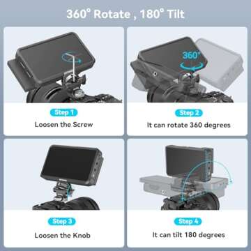 SmallRig Adjustable Camera Monitor Mount for ARRI-Style (Upgrade), 360° Swivel and 180° Tilt Monit...