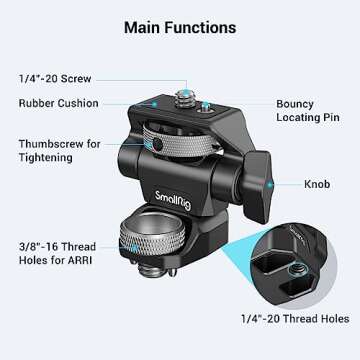 SmallRig Adjustable Camera Monitor Mount for ARRI-Style (Upgrade), 360° Swivel and 180° Tilt Monitor Holder Anti-Twist Support 5” and 7” Field Monitor