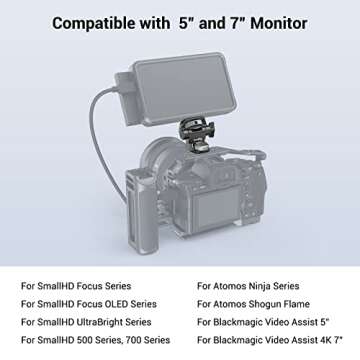 SmallRig Adjustable Camera Monitor Mount for ARRI-Style (Upgrade), 360° Swivel and 180° Tilt Monitor Holder Anti-Twist Support 5” and 7” Field Monitor