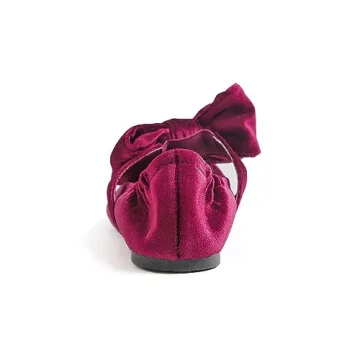 FEVERSOLE Mary Jane Flats with Bow Tie Strap for Women