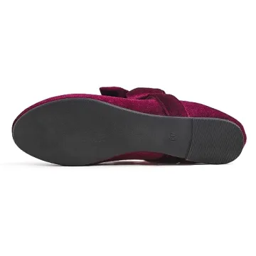 FEVERSOLE Mary Jane Flats with Bow Tie Strap for Women