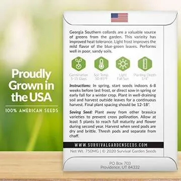 Survival Garden Seeds - Georgia Southern Collards Seed for Planting - Pack with Instructions to Plan...