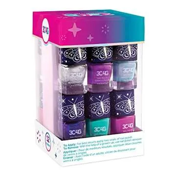 3C4G Celestial 12-Pack Nail Polish Tower for Girls & Teens - 12 Vibrant, Non-Toxic Colors - Safe & Fun Nail Polish Set for Kids Ages 8+ Perfect for Birthdays, Parties, & DIY Manicures Make It Real
