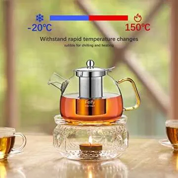 Elegant Glass Teapot 40oz with Infuser for Loose Tea